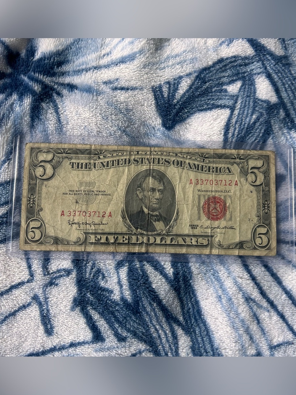 Vintage Series 1963 $5 Red Seal Legal Tender Note